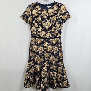 Shoshanna Florin Brocade Mermaid Cocktail Dress in Navy - Size 4